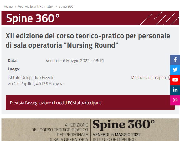SPINE 360° – XII edizione del corso teorico-pratico per personale di sala operatoria “Nursing Round”